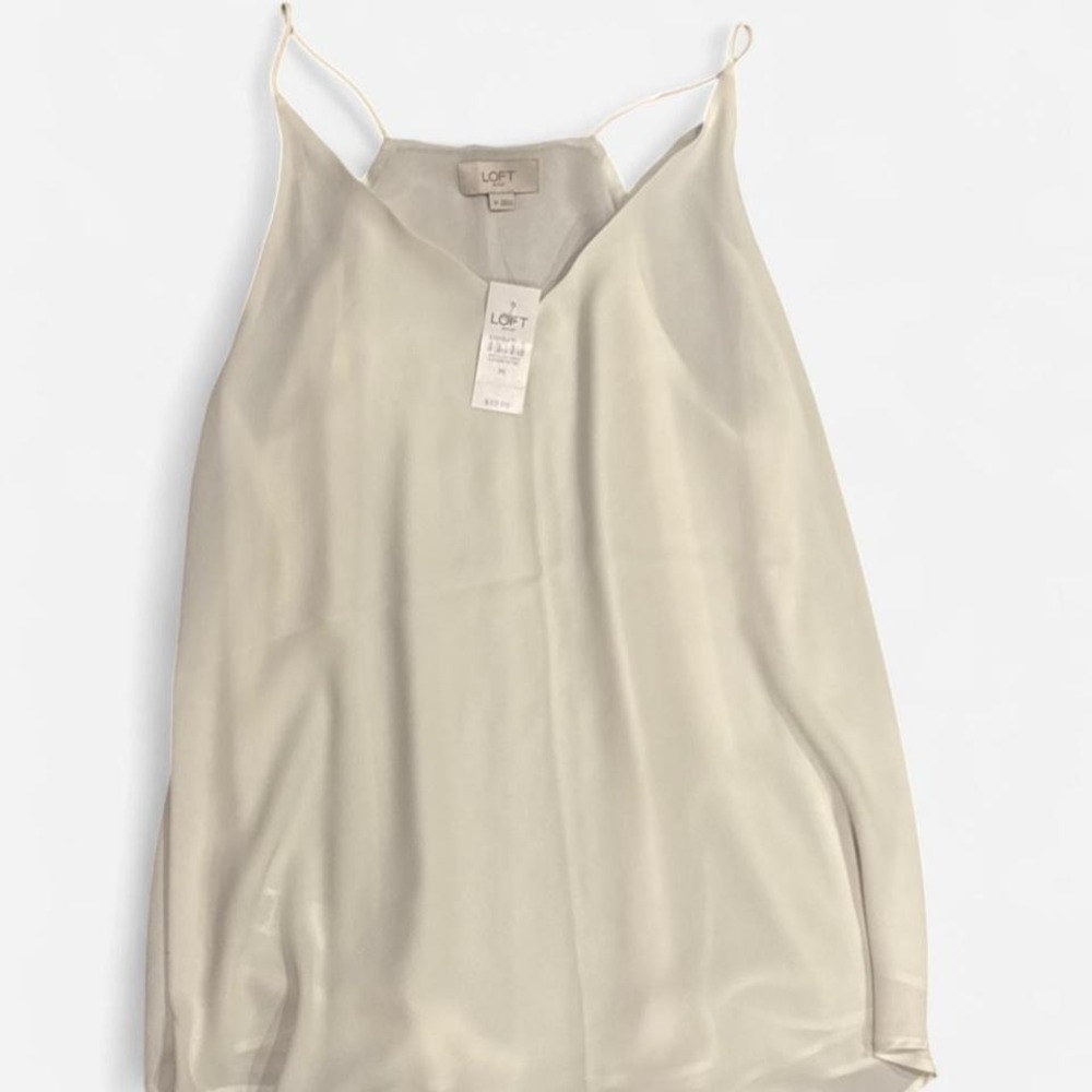 Cream loft silk cami top with adjustable straps, new with tags, size medium